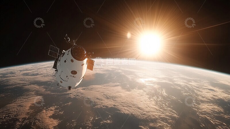 高清大图下载【趣麦麦图】卫星飞越地球