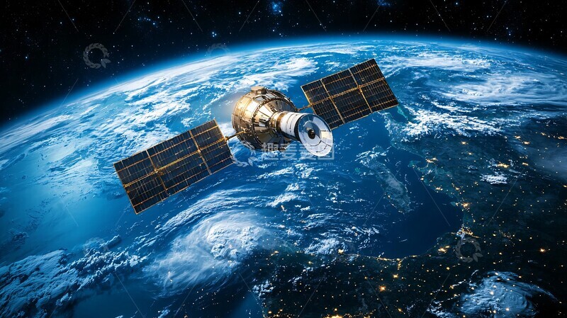 高清大图下载【趣麦麦图】卫星轨道地球背景