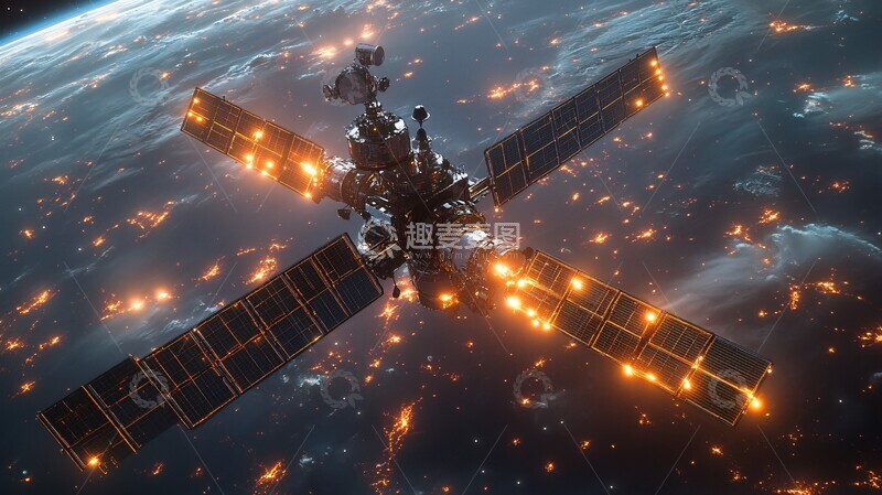 高清大图下载【趣麦麦图】信标灯与卫星连接1