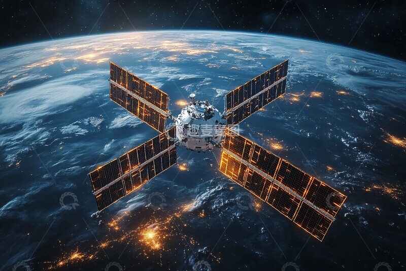 高清大图下载【趣麦麦图】通信卫星轨道渲染