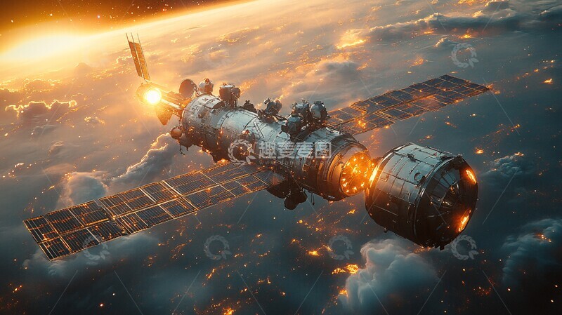 高清大图下载【趣麦麦图】-卫星与太阳帆板2