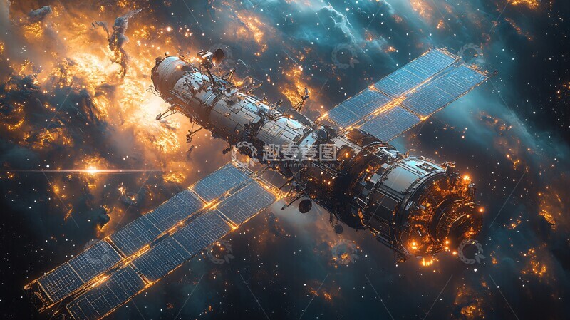 高清大图下载【趣麦麦图】-卫星与太阳帆板1