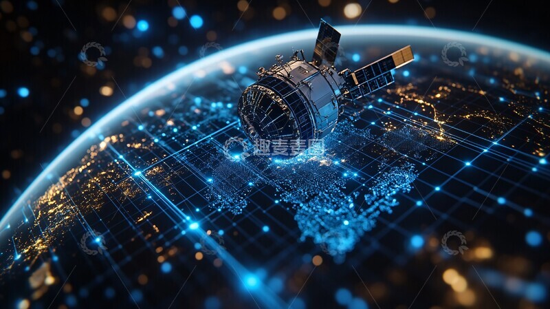 高清大图下载【趣麦麦图】卫星与地球连接