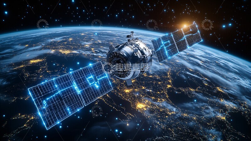 高清大图下载【趣麦麦图】卫星与地球连接1