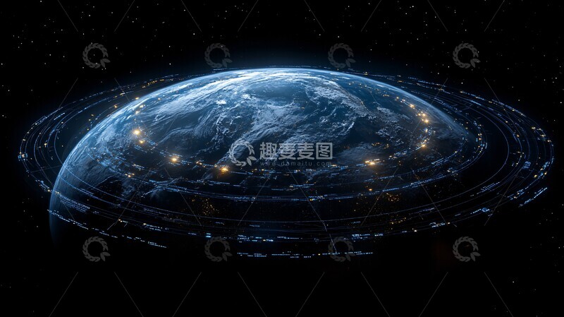 高清大图下载【趣麦麦图】卫星环绕地球网络