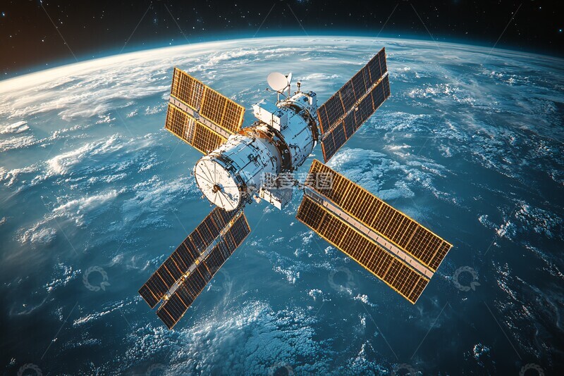 高清大图下载【趣麦麦图】通信卫星轨道渲染1