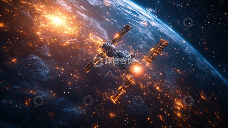 高清大图下载【趣麦麦图】卫星对接地球月球