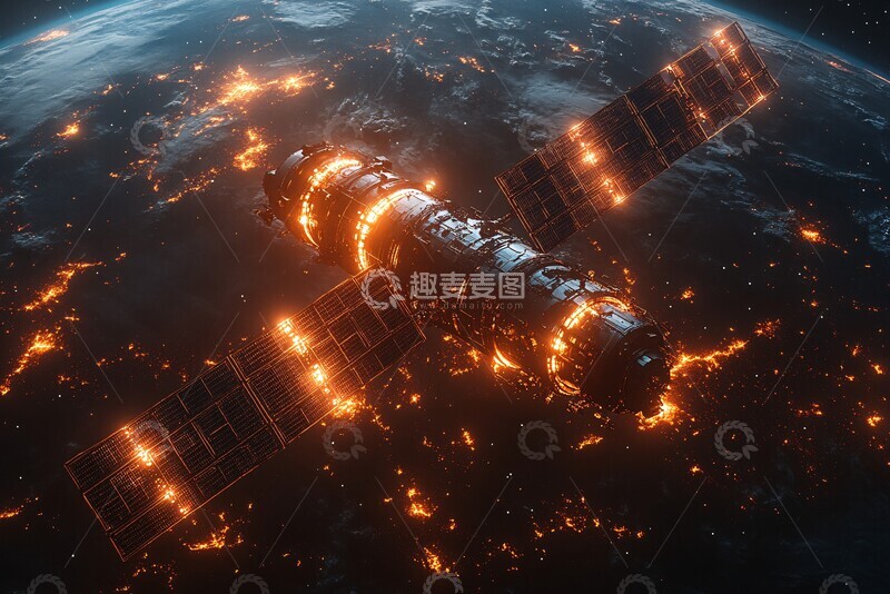 高清大图下载【趣麦麦图】卫星科技宇宙轨道