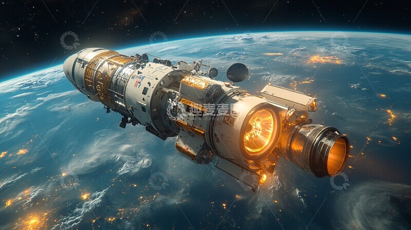 高清大图下载【趣麦麦图】太空火箭与地球倒影