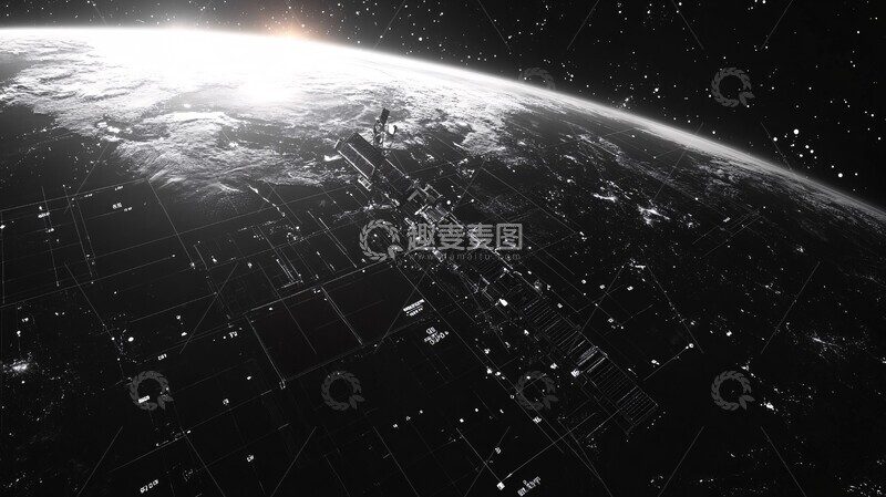 高清大图下载【趣麦麦图】卫星通信示意图1