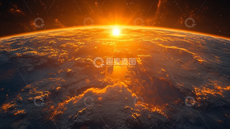 高清大图下载【趣麦麦图】卫星轨道日出2