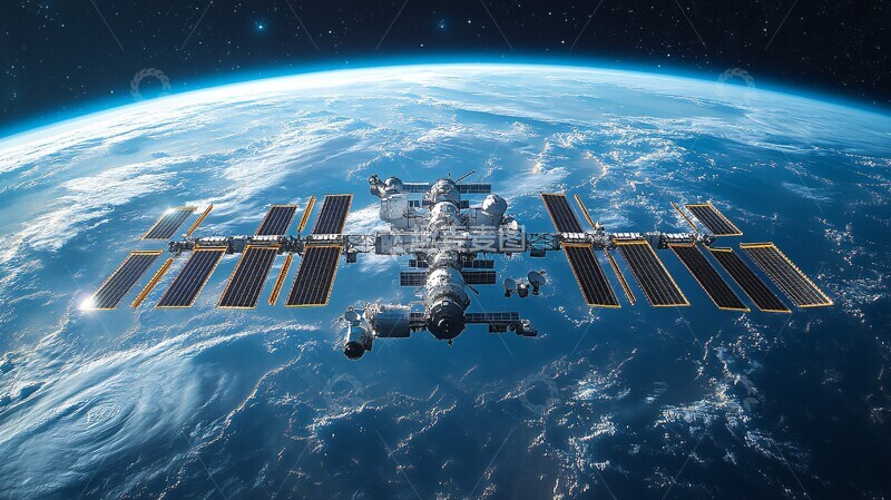 高清大图下载【趣麦麦图】太空站与地球4