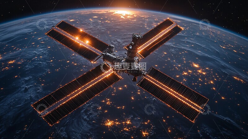 高清大图下载【趣麦麦图】太空站与地球