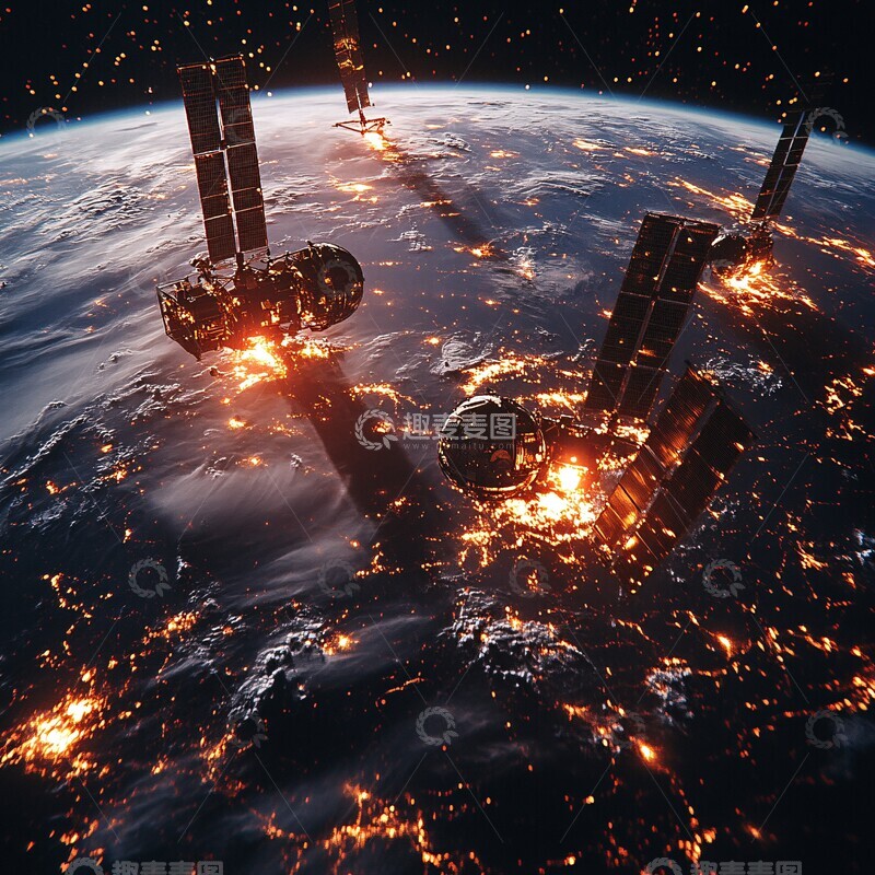 高清大图下载【趣麦麦图】卫星环绕地球3