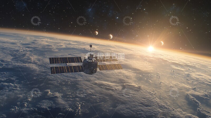 高清大图下载【趣麦麦图】卫星三角轨道投影1