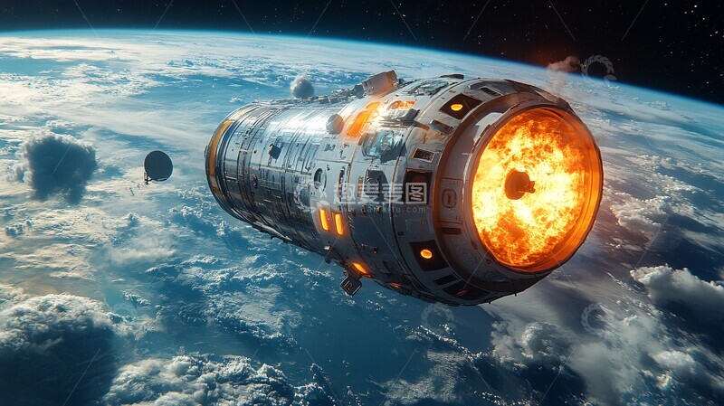 高清大图下载【趣麦麦图】空间舱进入大气层1