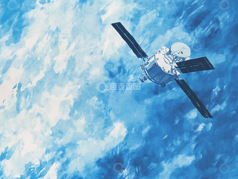 高清大图下载【趣麦麦图】水彩卫星图水彩卫星背景1