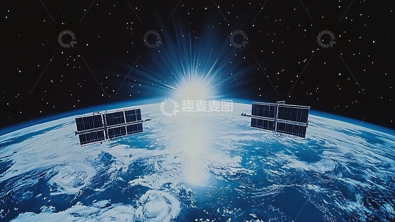 高清大图下载【趣麦麦图】卫星相撞卫星地球空间