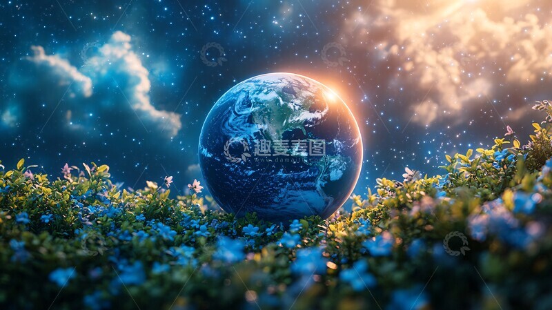 高清大图下载【趣麦麦图】地球日出蓝光1