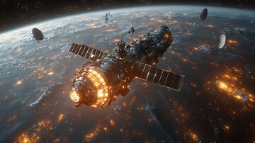 空间站与卫星环绕