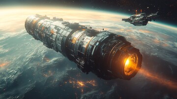 晨光中的太空船