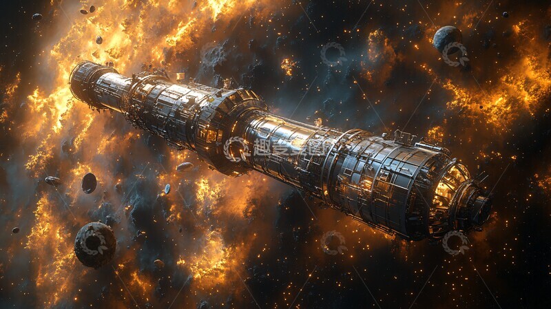 高清大图下载【趣麦麦图】空间站与卫星环绕1