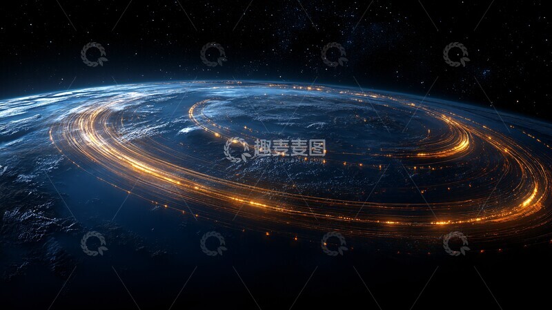高清大图下载【趣麦麦图】三道光轨绕地球1