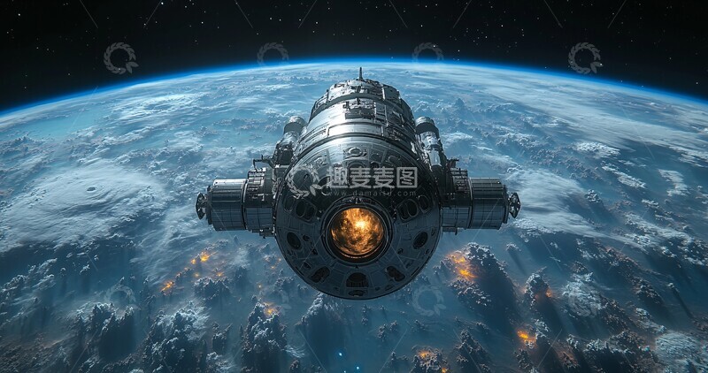 高清大图下载【趣麦麦图】太空船与月球