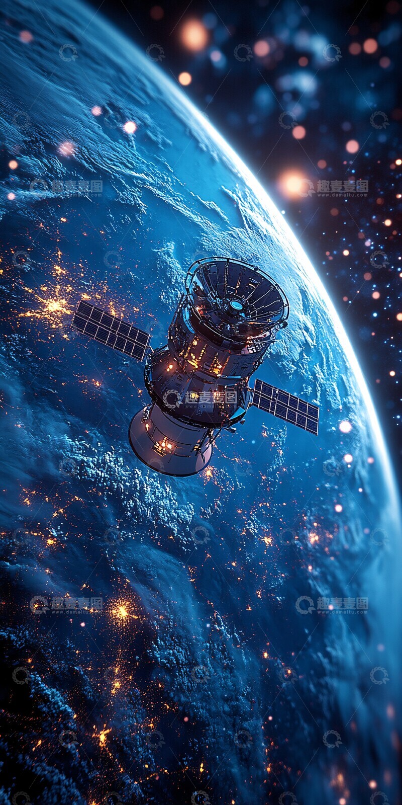 高清大图下载【趣麦麦图】卫星地球坐标网格1