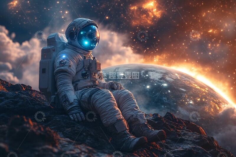 高清大图下载【趣麦麦图】太空中的沉思3