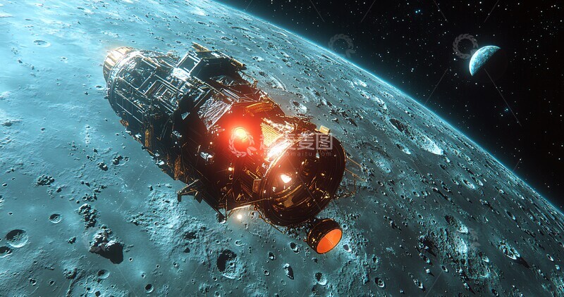 高清大图下载【趣麦麦图】太空船与月球1