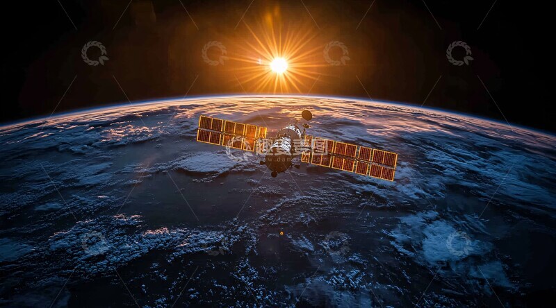 高清大图下载【趣麦麦图】卫星轨道光照地球1