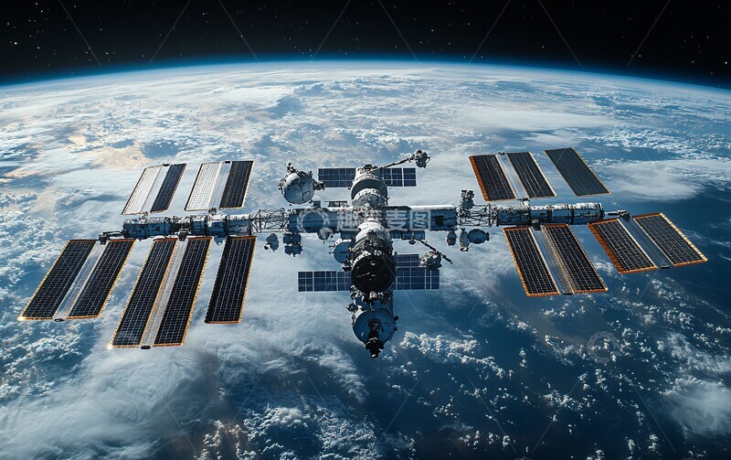 高清大图下载【趣麦麦图】空间站外观空间站太阳能板钢结构