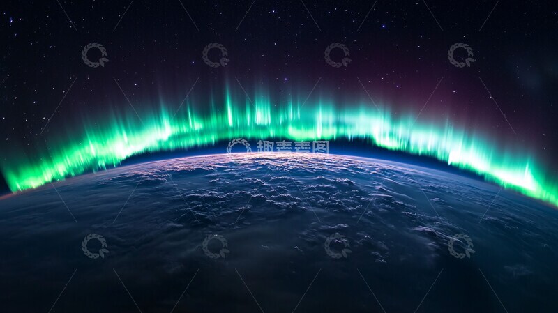 高清大图下载【趣麦麦图】极光下的地球云层
