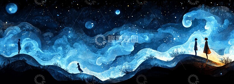 高清大图下载【趣麦麦图】蓝色动感群舞