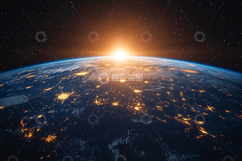 高清大图下载【趣麦麦图】地球蓝光星空1