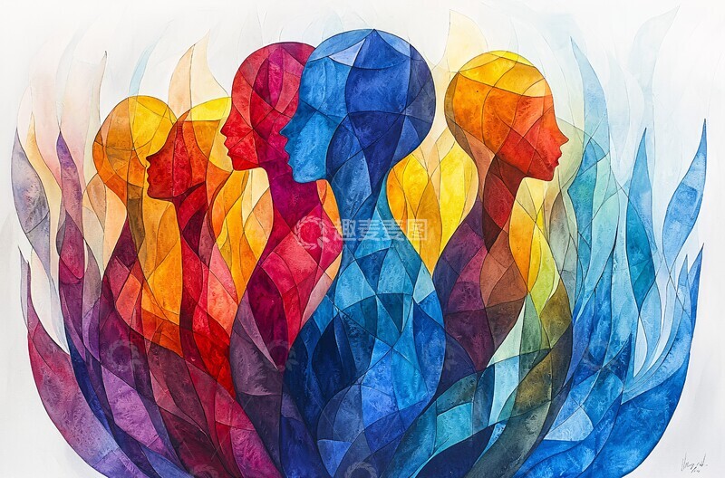 高清大图下载【趣麦麦图】抽象女性彩色水彩