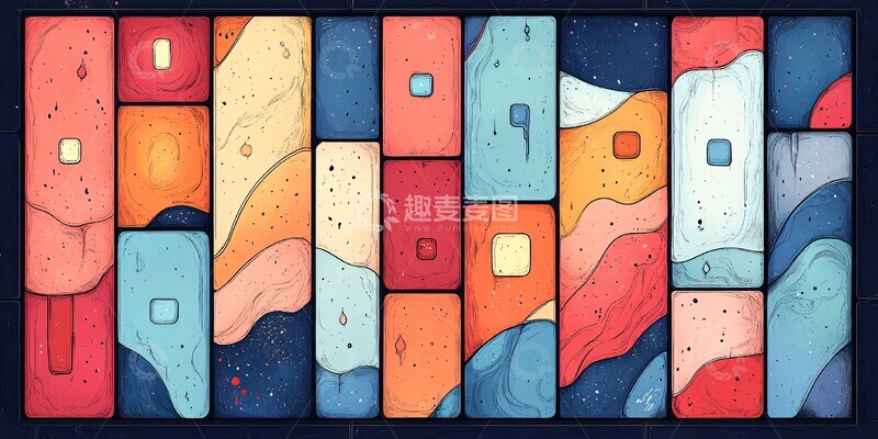 高清大图下载【趣麦麦图】彩色几何线条图1