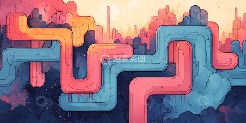 高清大图下载【趣麦麦图】彩色几何线条图