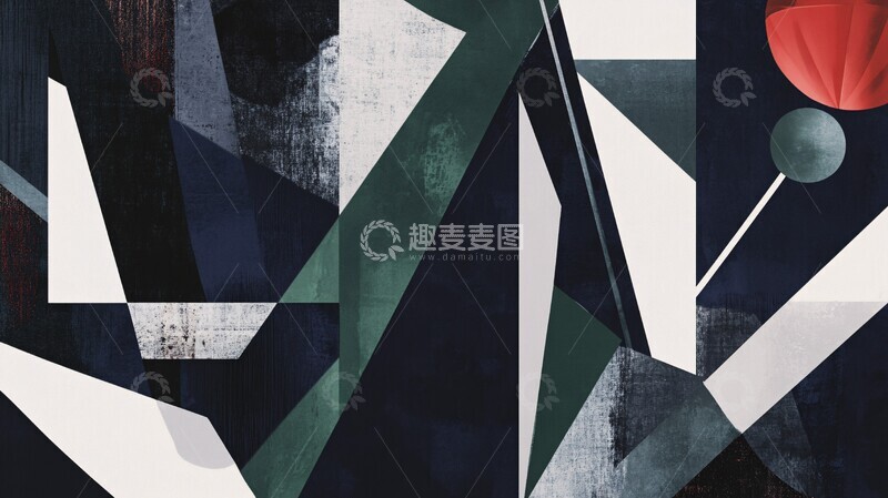 高清大图下载【趣麦麦图】深蓝绿黑抽象画