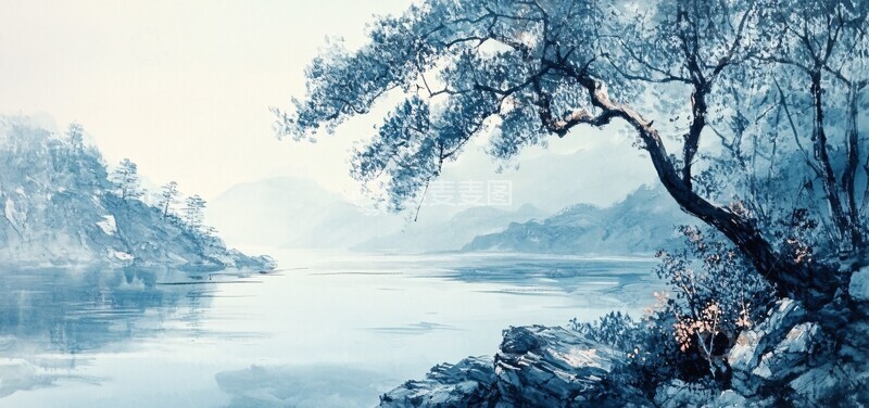 高清大图下载【趣麦麦图】森林空地墨绘