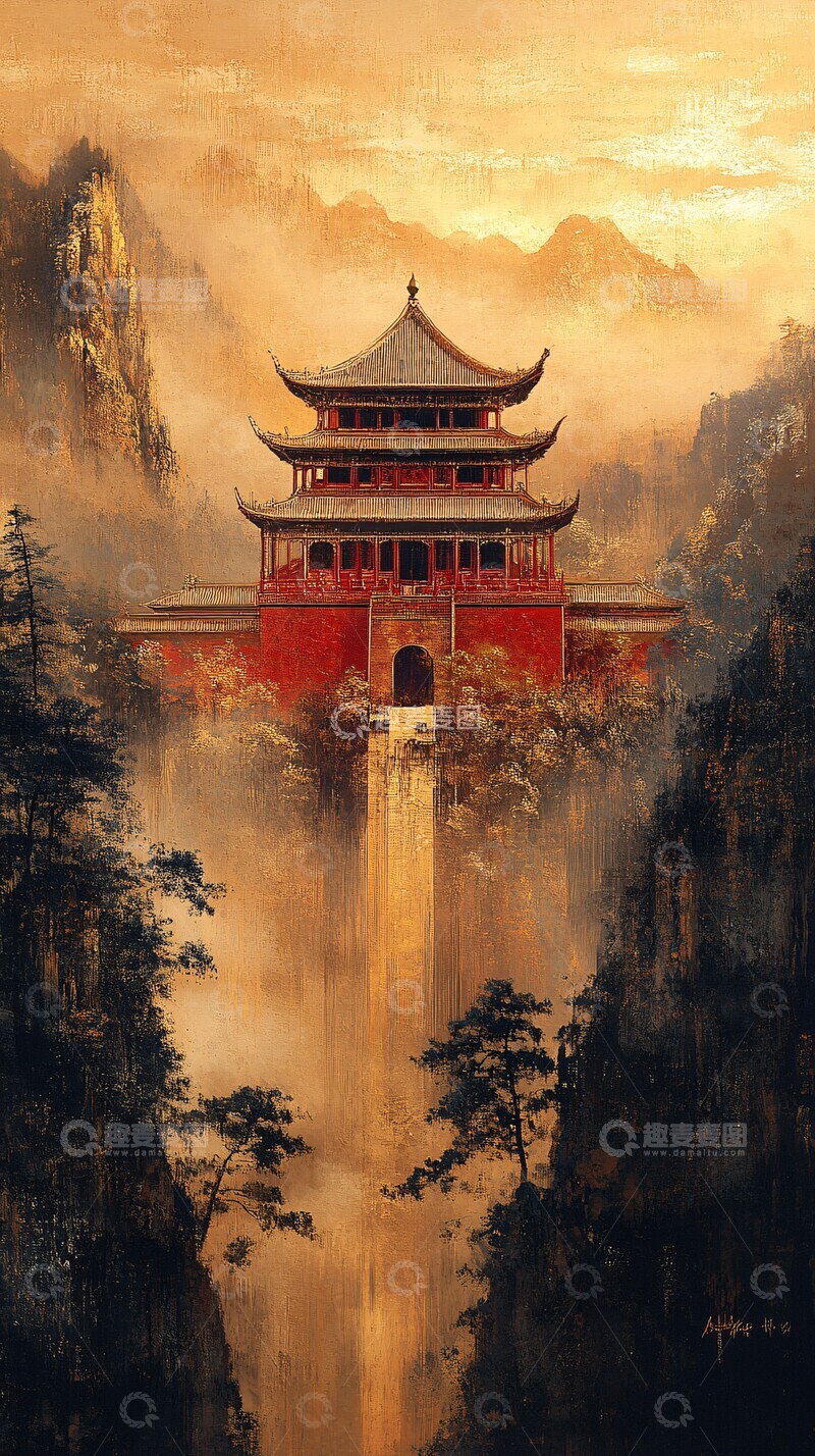 高清大图下载【趣麦麦图】金红山水风景