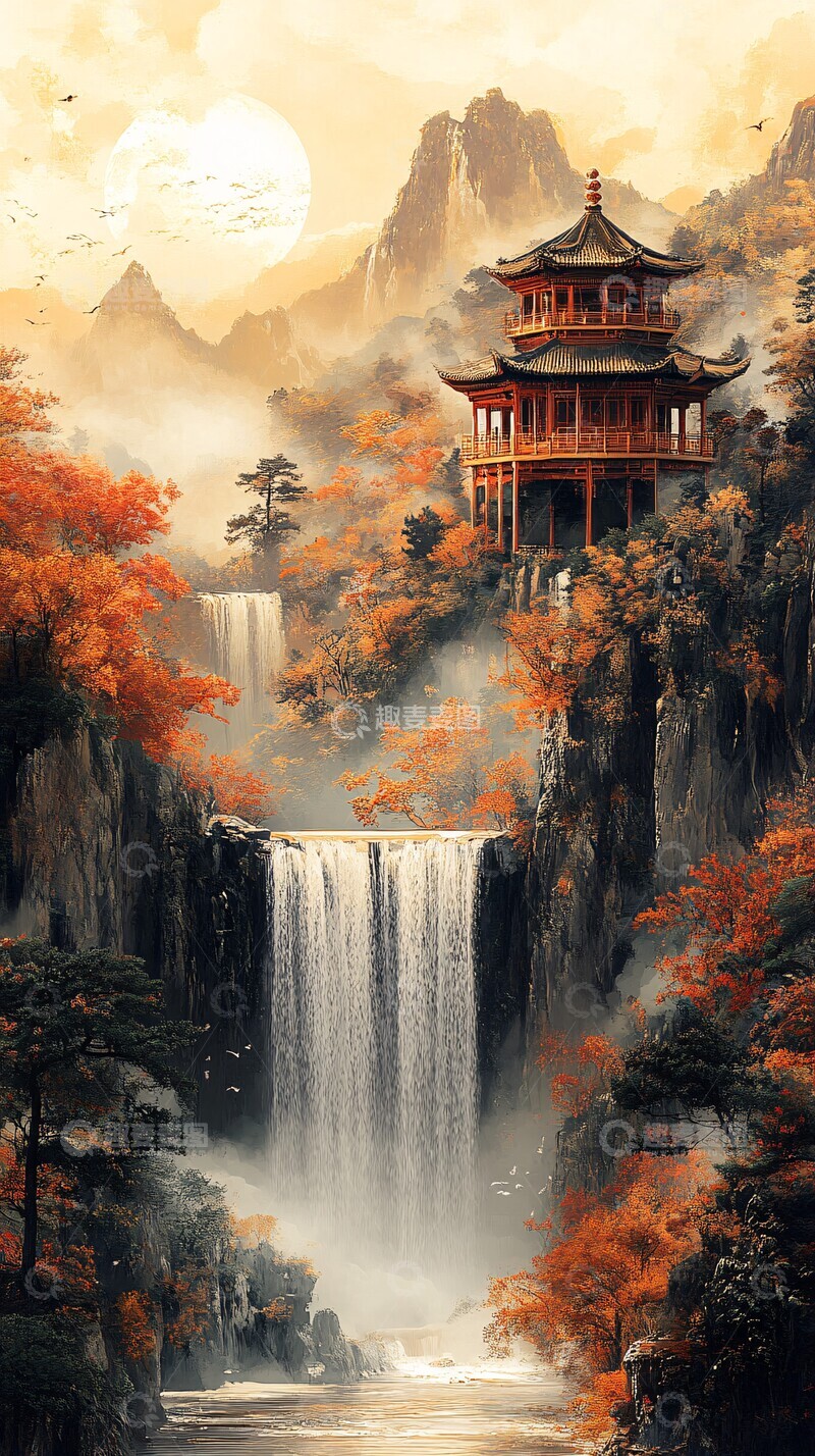 高清大图下载【趣麦麦图】金红山水风景1