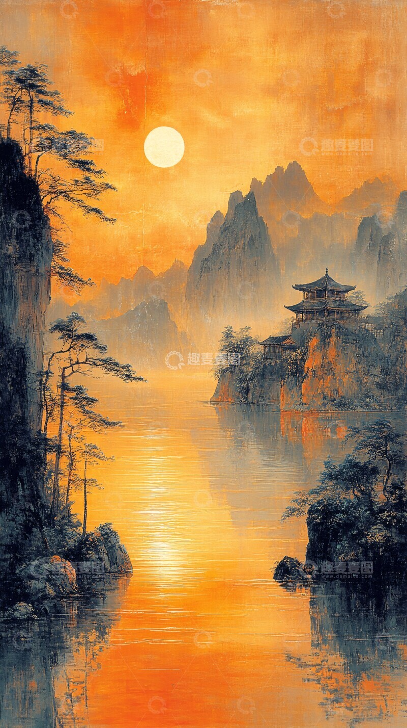 高清大图下载【趣麦麦图】金红山水风景2