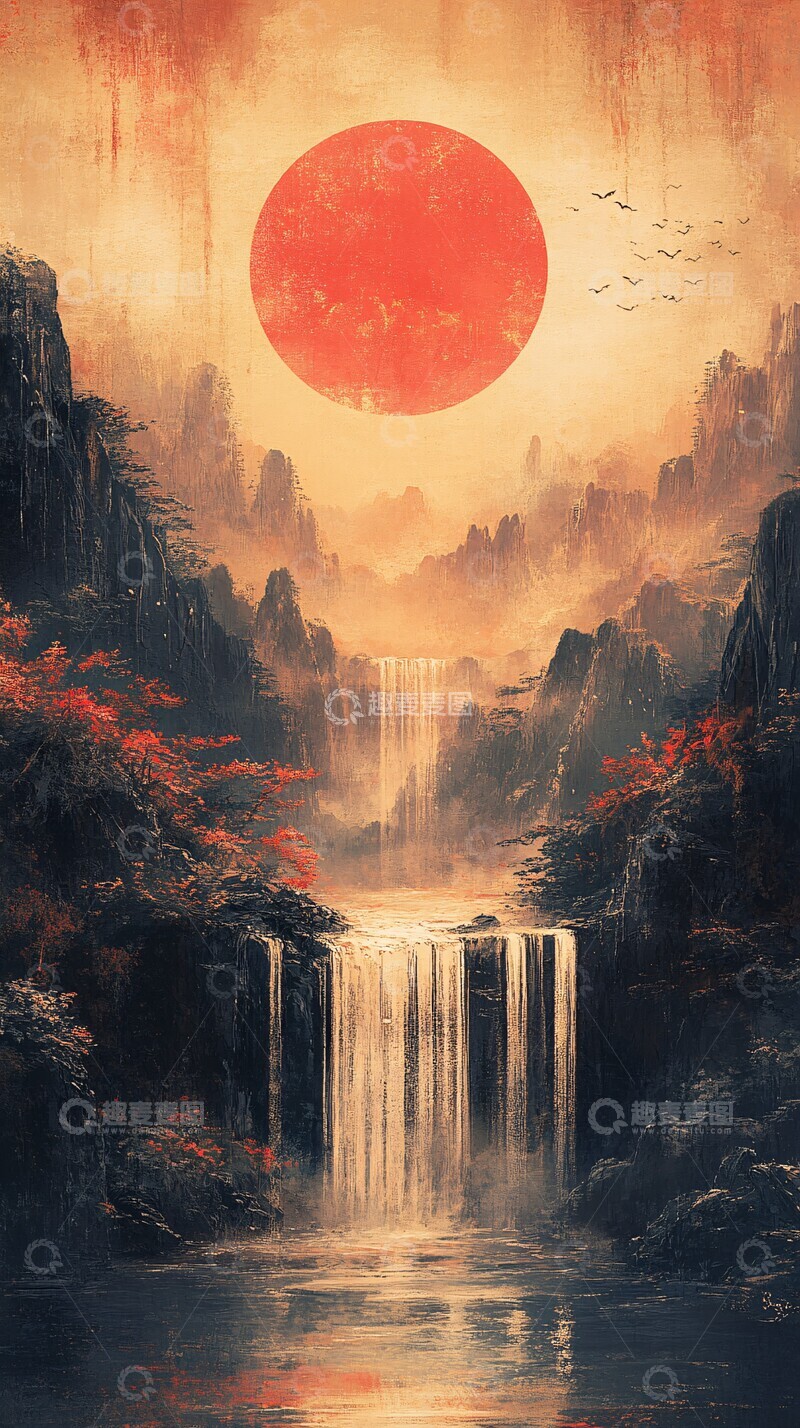 高清大图下载【趣麦麦图】金红山水风景3