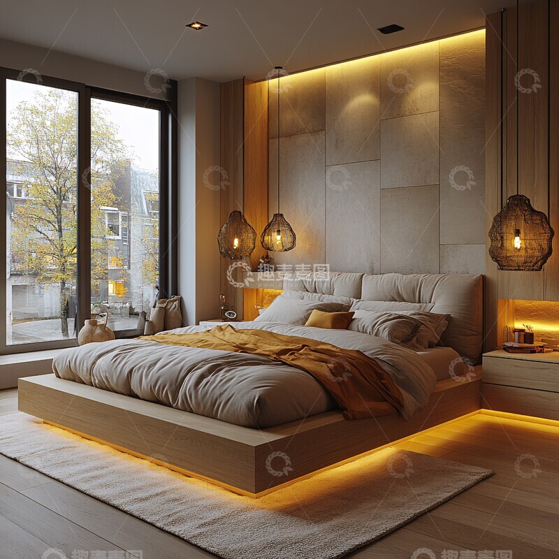 高清大图下载【趣麦麦图】现代卧室床头灯2