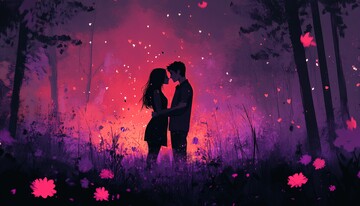 松林中的年轻恋人1