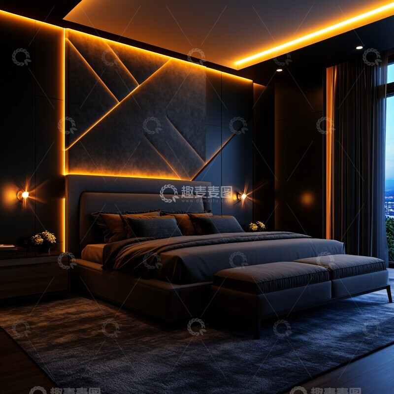 高清大图下载【趣麦麦图】木板墙灰色床头2