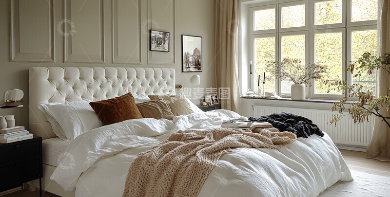 高清大图下载【趣麦麦图】白色卧室床头柜1