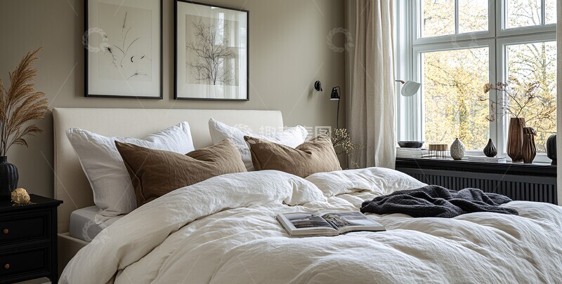 高清大图下载【趣麦麦图】白色卧室床头柜